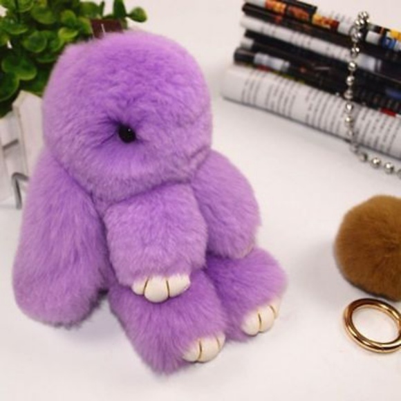Accessories - Amethyst Fluffy Bunny Keyring Accessories - Amethyst Fluffy Bunny Keyring